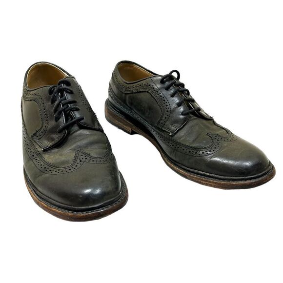 Frye John A. James Wingtip Distressed Black Leather Oxford Dress Shoe Size 8.5 D - Picture 1 of 8